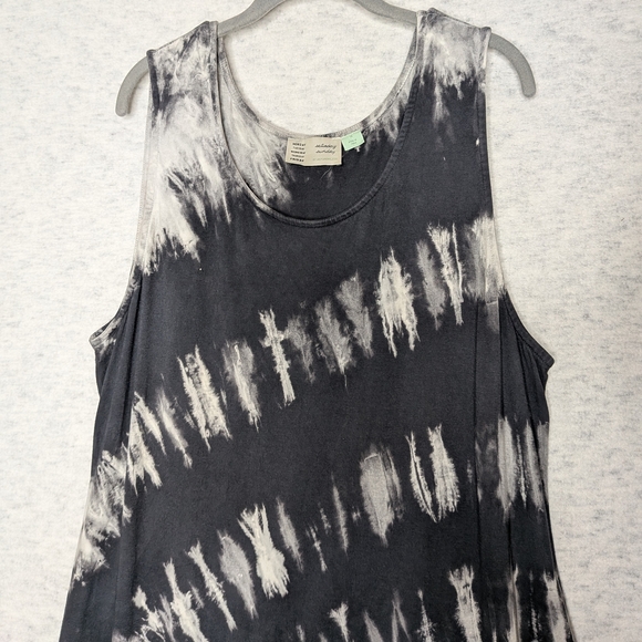 Saturday Sunday By Anthropologie Black Tie-Dye Midi Cotton Blend Dress Sz XL - Picture 12 of 14